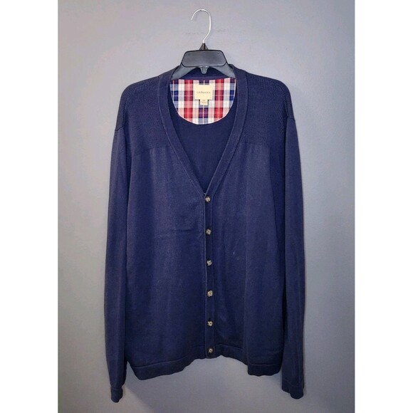 GH Bass Cardigan Sweater Men's 2XL Blue 100% Cotton Classic Preppy Grandpa - Picture 2 of 6